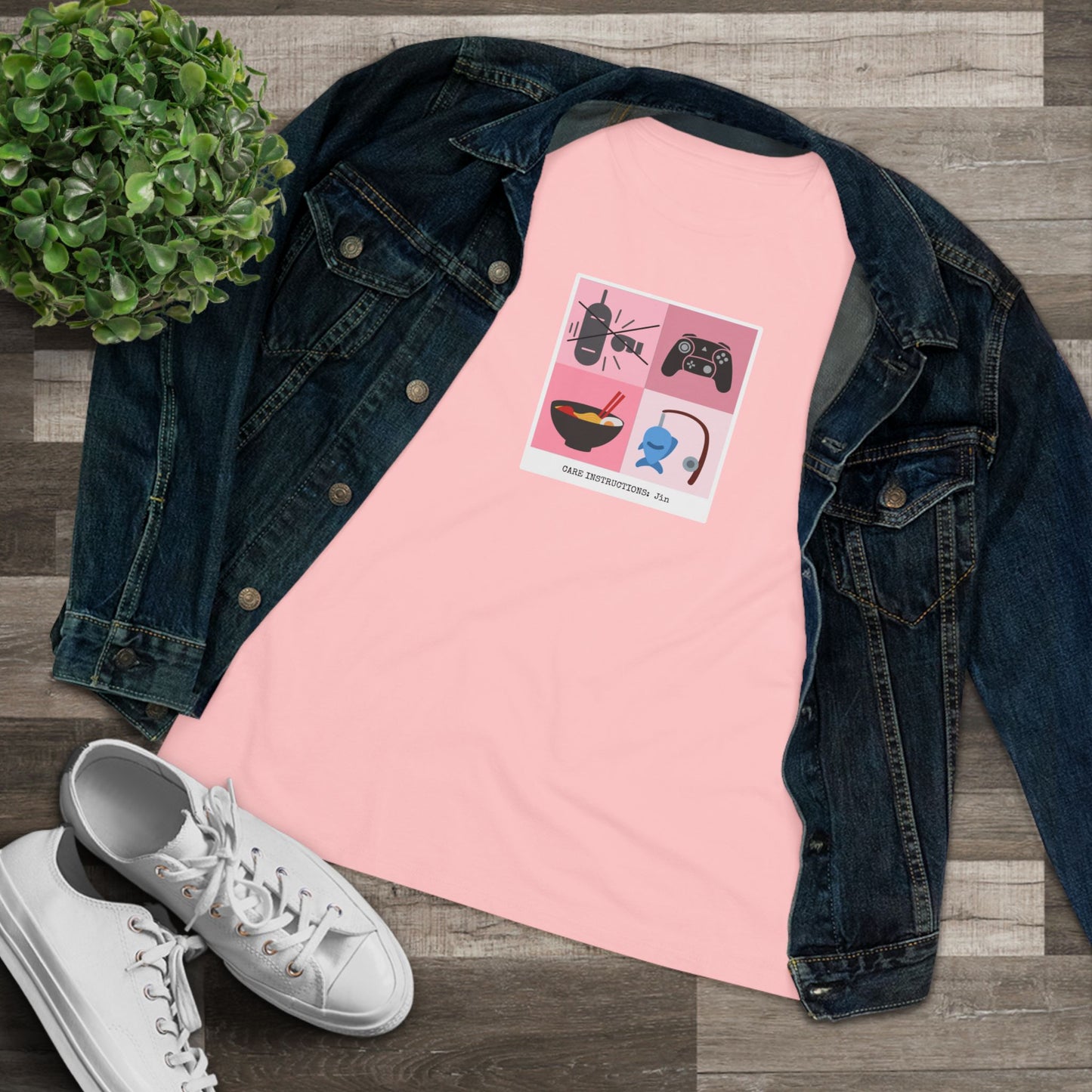 Jin Women's Tee - Funny Fanmade BTS Merch - Care Instructions - Soft Jersey T-Shirt