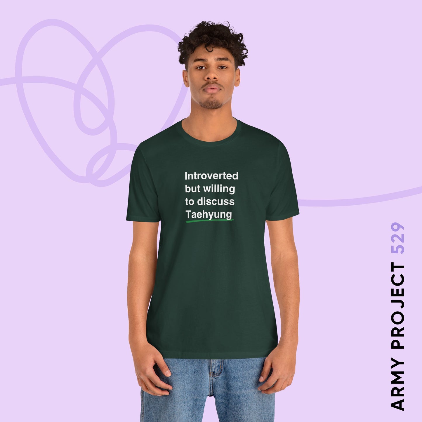 Taehyung Bias Shirt - Introverted But Willing to Discuss Taehyung - Fanmade BTS Merch - Unisex Jersey T-Shirt