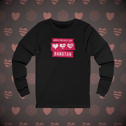 OT7 Long Sleeve Shirt - AP529 <3 Bangtan  (Red) - Soft Unisex T-Shirt