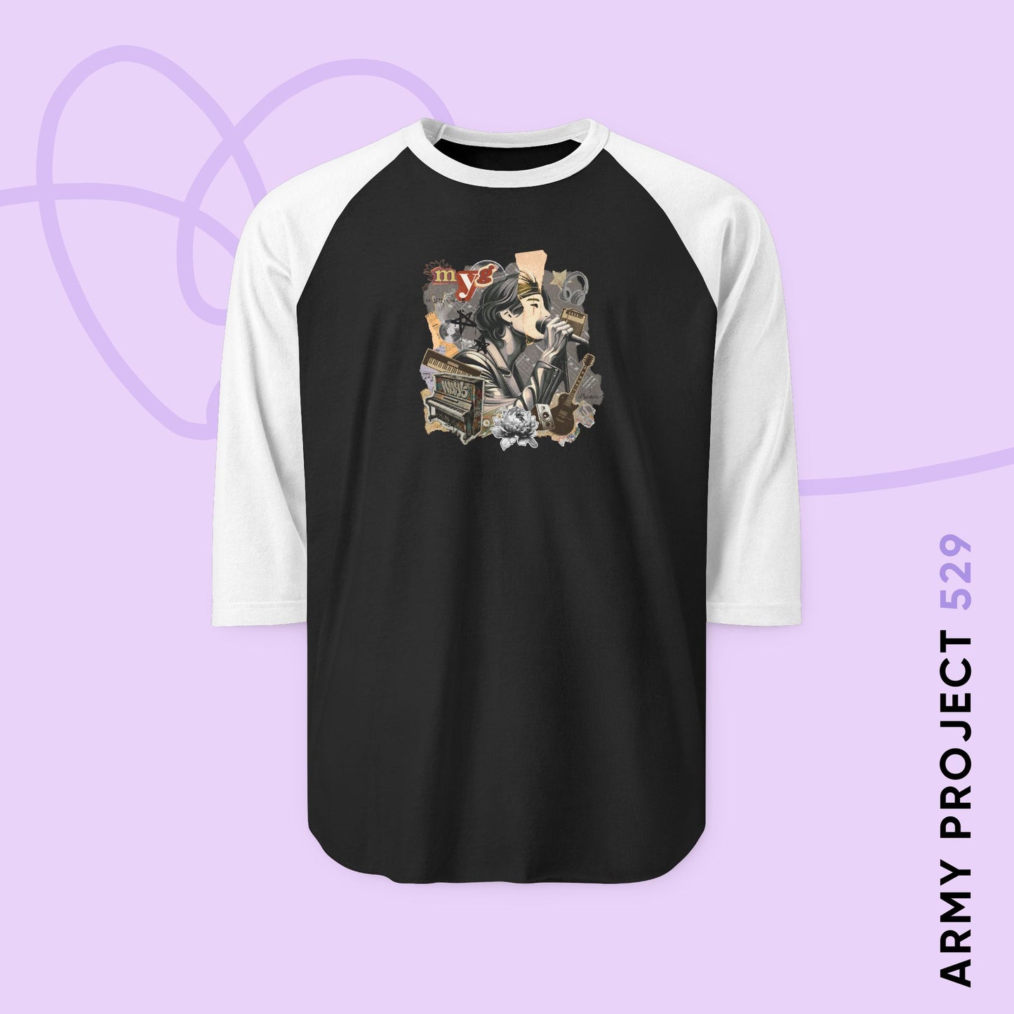 Yoongi 2010s Retro Series Unisex 3\4 Sleeve Baseball Tee