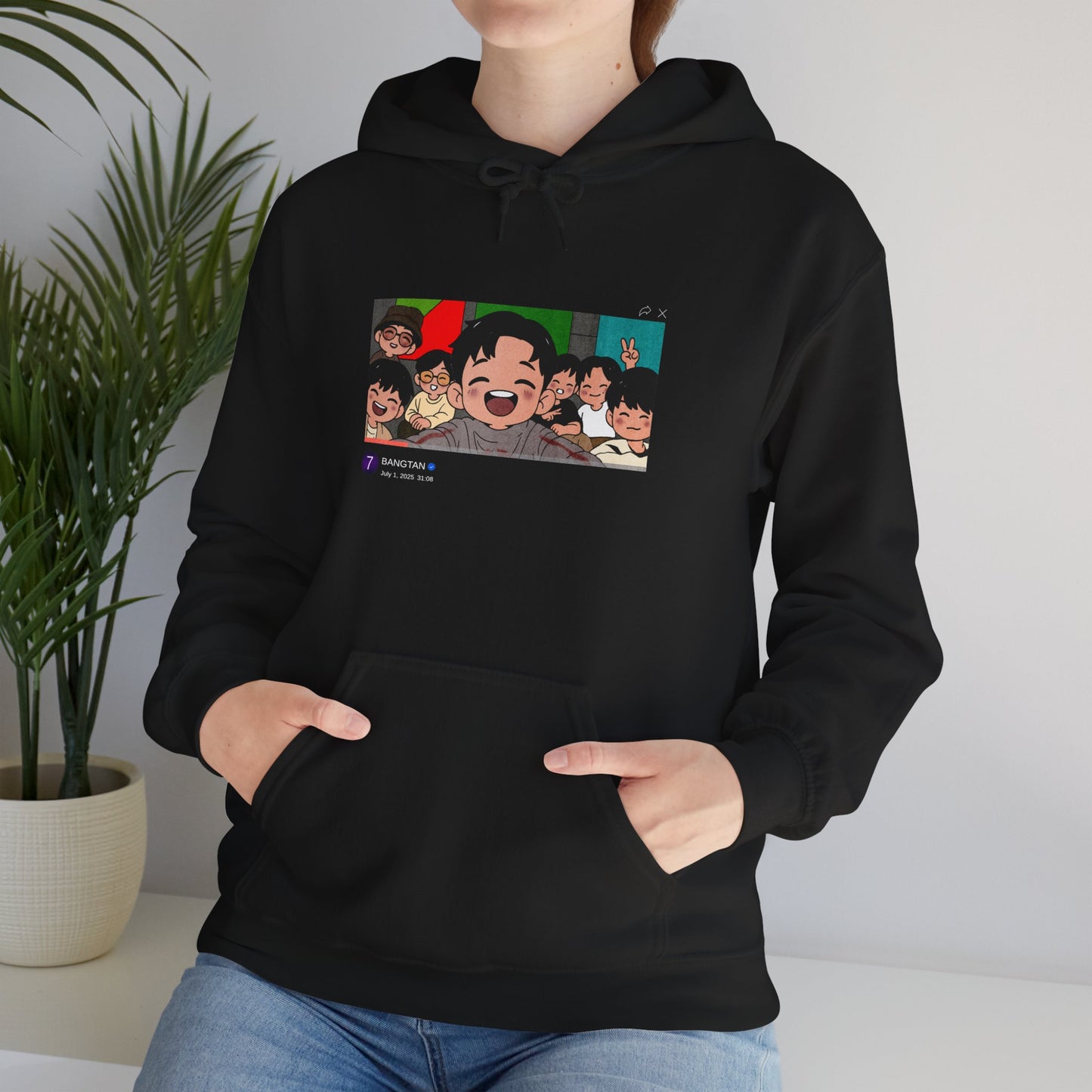 OT7 Reunion Hoodie - Fanmade BTS Merch - Original Chibi Artwork - Cozy Unisex Sweatshirt
