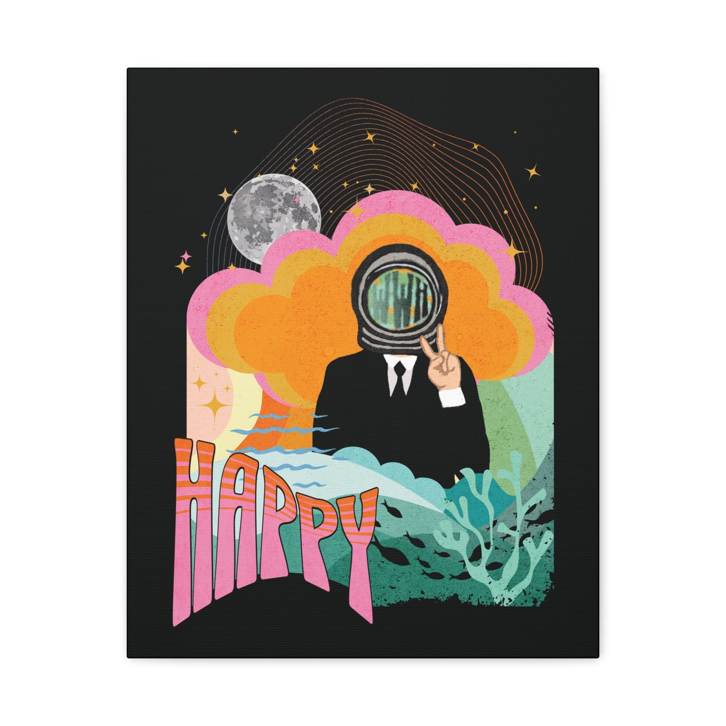 Jin Canvas Wall Art - Fanmade BTS Retro Series - 60s Mod Aesthetic - Framed Wall Decor