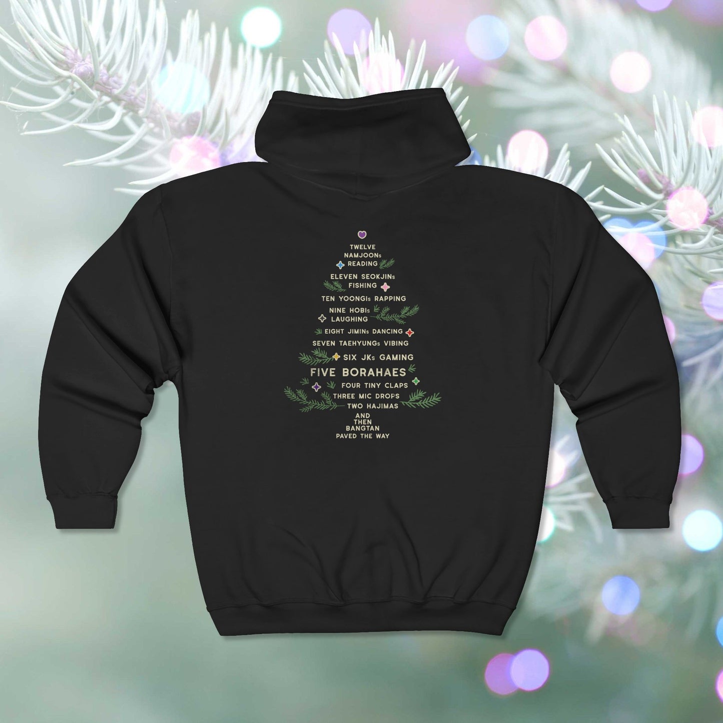 OT7 Zip Hoodie - 12 Days of Bangtan - Fanmade BTS Merch - Full Zip Sweatshirt