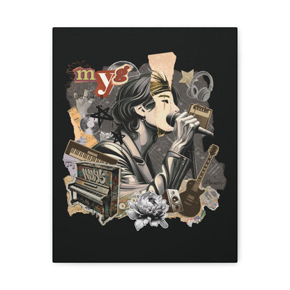 Yoongi Canvas Wall Art - Fanmade BTS Retro Series - 2010s Rock Aesthetic - Framed Wall Decor