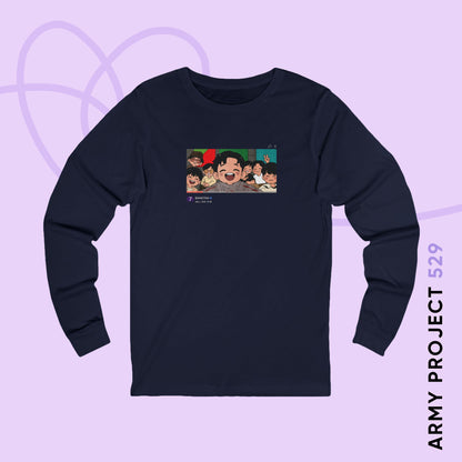 OT7 Reunion Long Sleeve Shirt - Fanmade BTS Merch - Original Chibi Artwork - Unisex Jersey T-Shirt