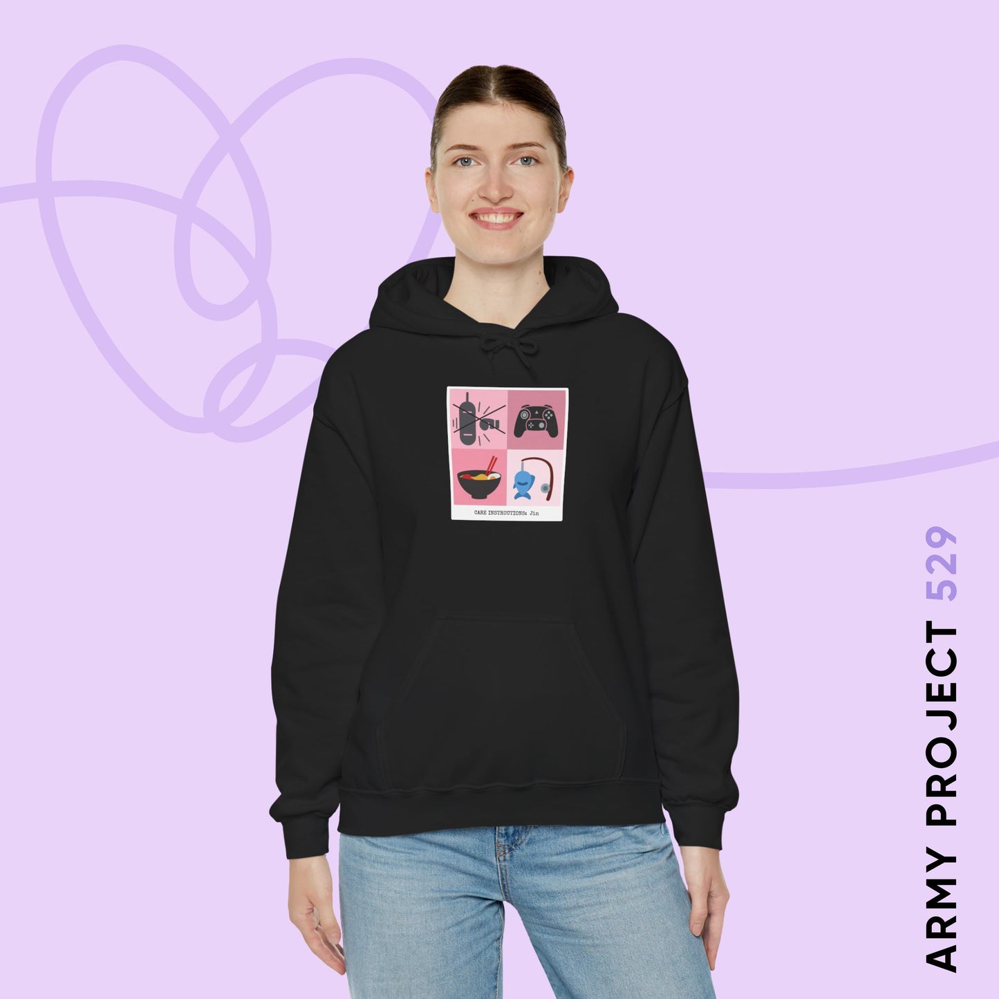 Jin Hoodie - Funny Fanmade BTS Merch - Care Instructions - Cozy Unisex Sweatshirt