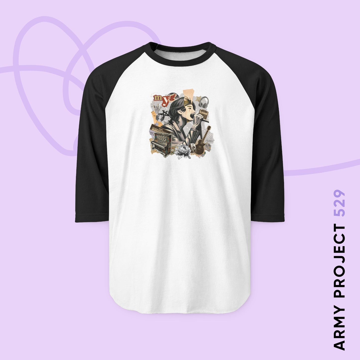 Yoongi 2010s Retro Series Unisex 3\4 Sleeve Baseball Tee