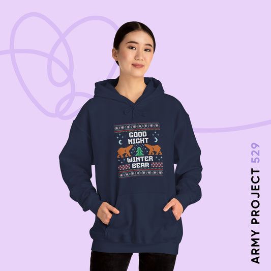 Taehyung Hoodie - Good Night Winter Bear - Fanmade BTS Merch - Cozy Unisex Sweatshirt