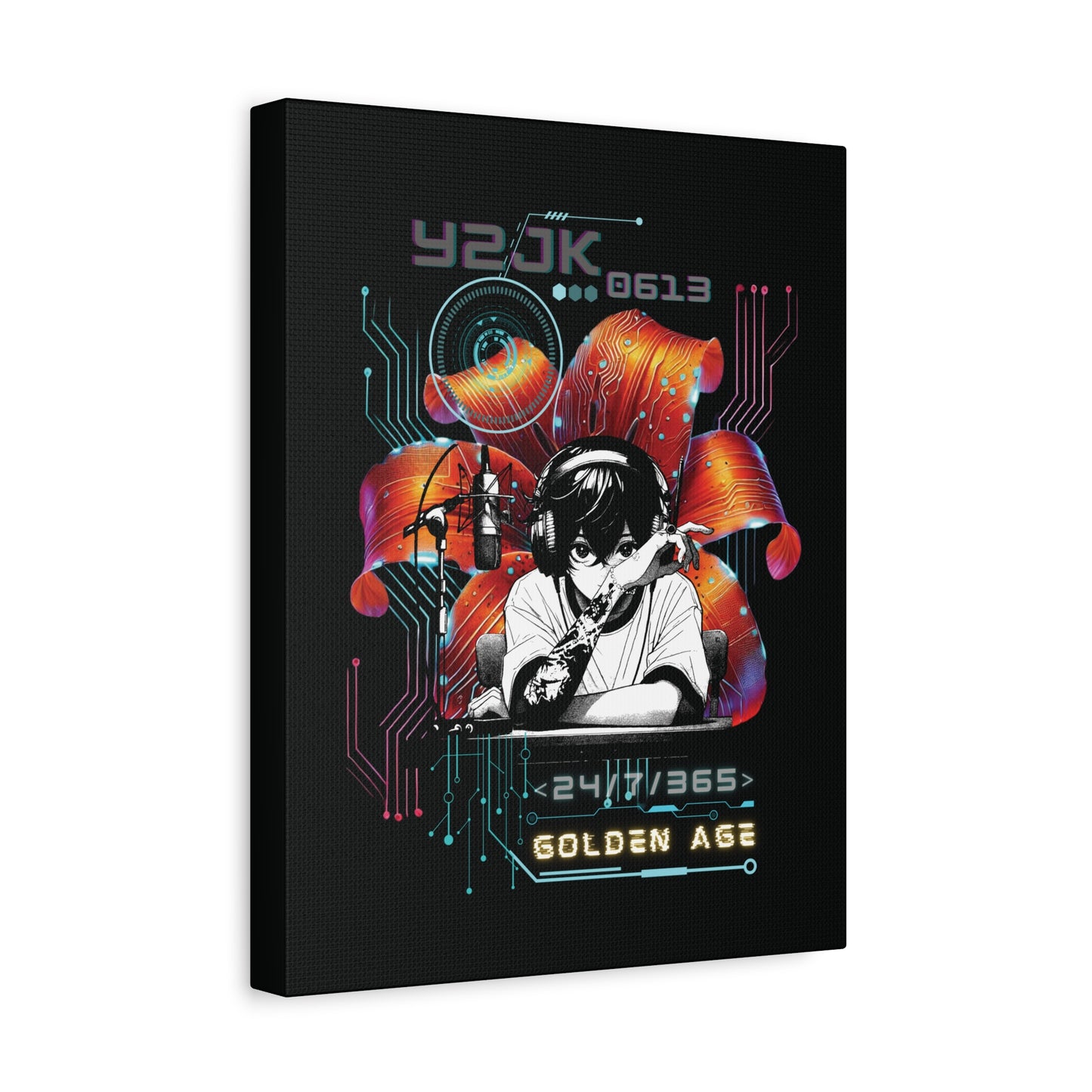 Jung Kook Canvas Wall Art - Fanmade BTS Retro Series - Y2K Gamer Aesthetic - Framed Wall Decor