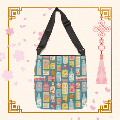 Sweet Pastel Korean Snacks Adjustable Tote Bag (AOP)