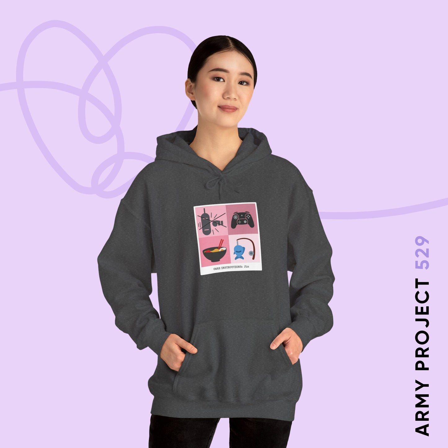 Jin Hoodie - Funny Fanmade BTS Merch - Care Instructions - Cozy Unisex Sweatshirt