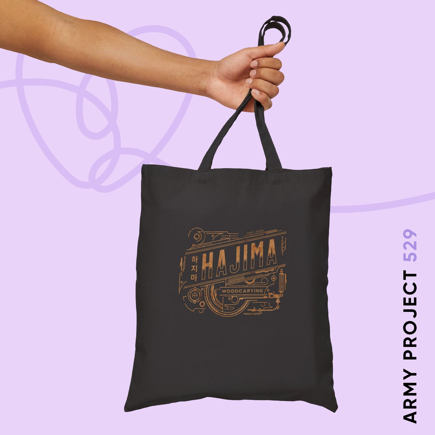Woodcarving Hajima Cotton Canvas Tote Bag