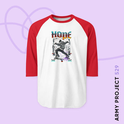 Hobi Baseball Tee - Fanmade BTS Retro Series - 90s Hip-Hop Aesthetic - 3/4 Sleeve Unisex T-Shirt