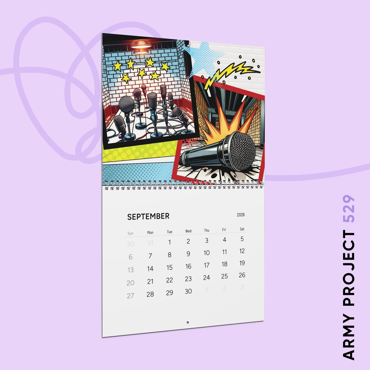 Fanmade BTS 2026 Wall Calendar - 'Guess the Song' - Original Music-Inspired Artwork