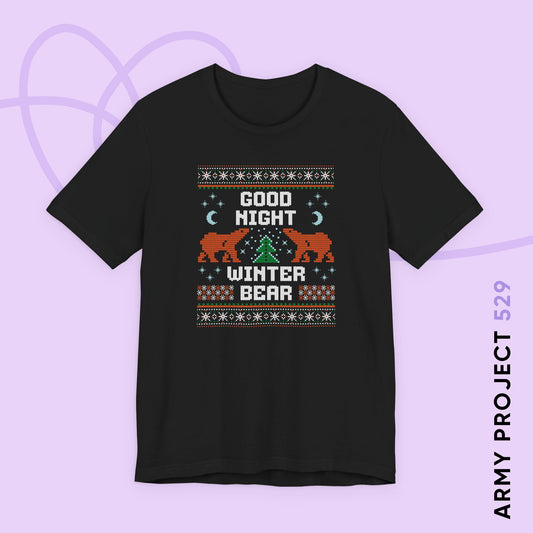 Taehyung Short Sleeve Shirt - Good Night Winter Bear - Fanmade BTS Merch - Unisex Jersey T-Shirt