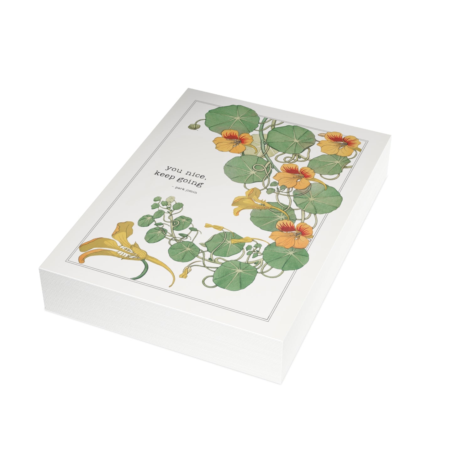 Fanmade BTS Greeting Card - Jimin Encouragement Quote - Vintage Floral Artwork