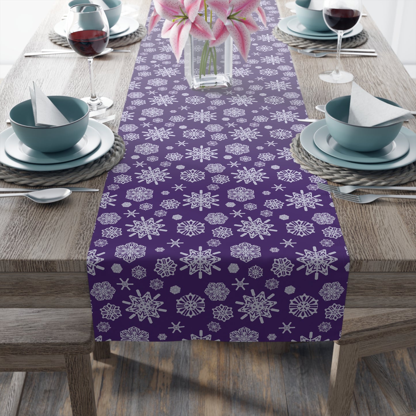 OT7 Table Runner - Secret Snowflakes (Purple) - Fanmade BTS Home Decor - Cotton Twill or Polyester