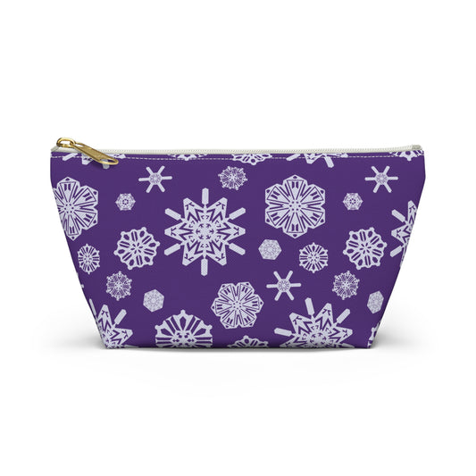 OT7 Cosmetics Bag - Secret Snowflakes (Purple) - Fanmade BTS Toiletry Bag - Flat Bottom Zipper Pouch