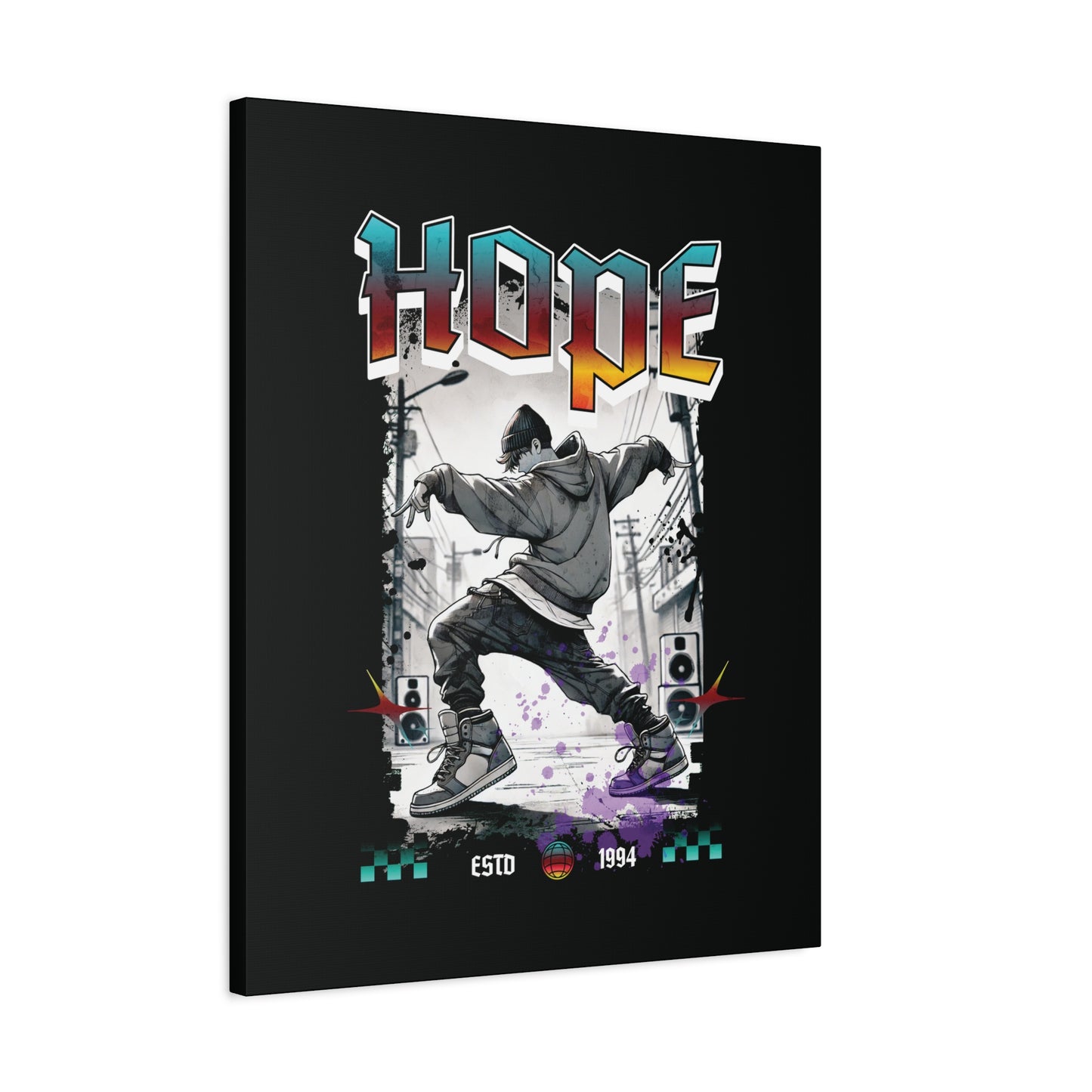 Hobi Canvas Wall Art - Fanmade BTS Retro Series - 90s Hip-Hop Aesthetic - Framed Wall Decor