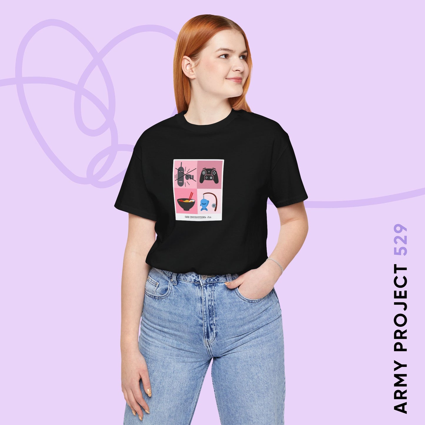 Jin Short Sleeve Shirt - Funny Fanmade BTS Merch - Care Instructions - Soft Unisex T-Shirt