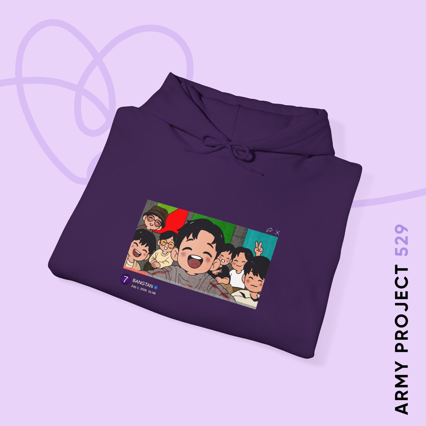 OT7 Reunion Hoodie - Fanmade BTS Merch - Original Chibi Artwork - Cozy Unisex Sweatshirt