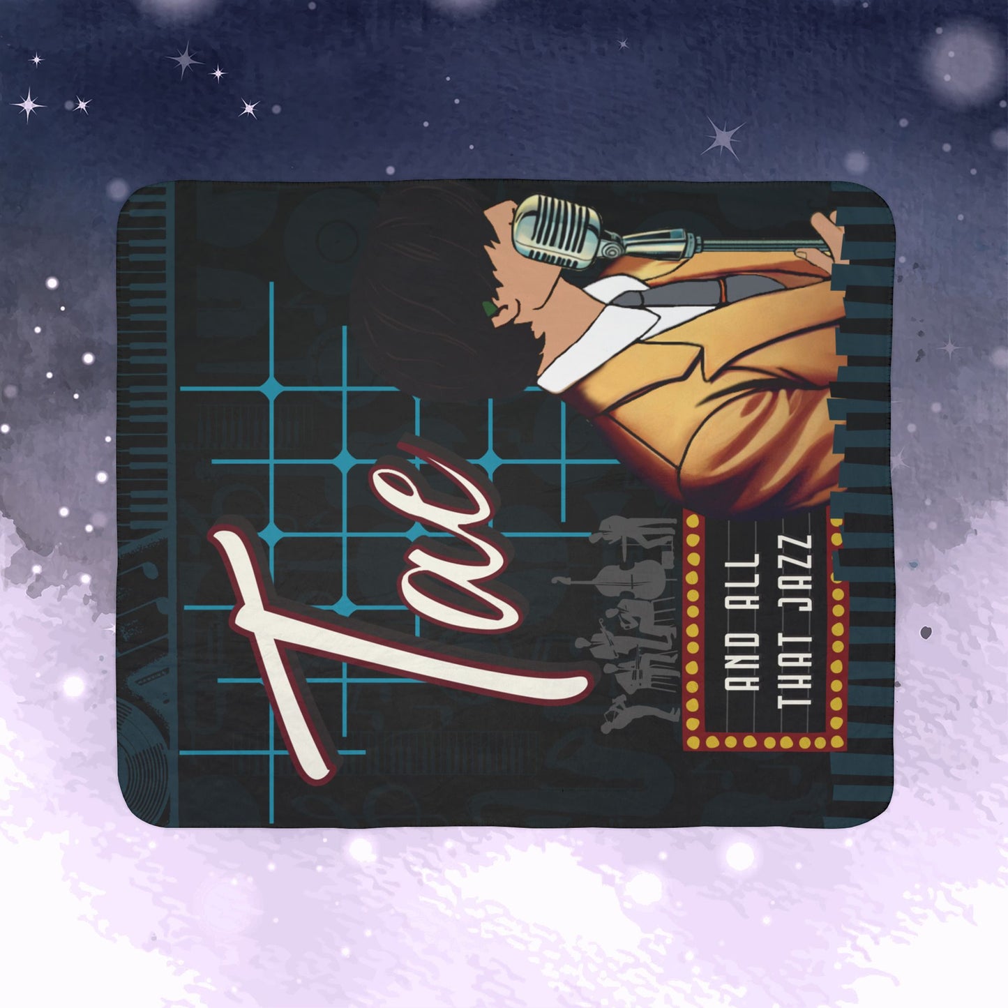 Taehyung Throw Blanket - Retro Series - 50s Jazz Lounge Aesthetic - Cozy Fleece Sherpa Blanket