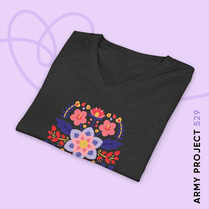 OT7 V-Neck Shirt - Until the Flowers Bloom - Unisex Jersey T-Shirt