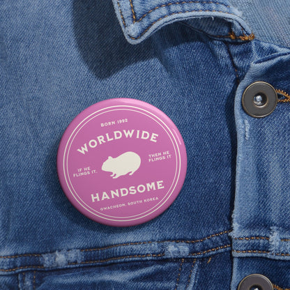 Jin Button Pin - Fanmade BTS Nickname Merch - Worldwide Handsome - Durable ARMY Accessory