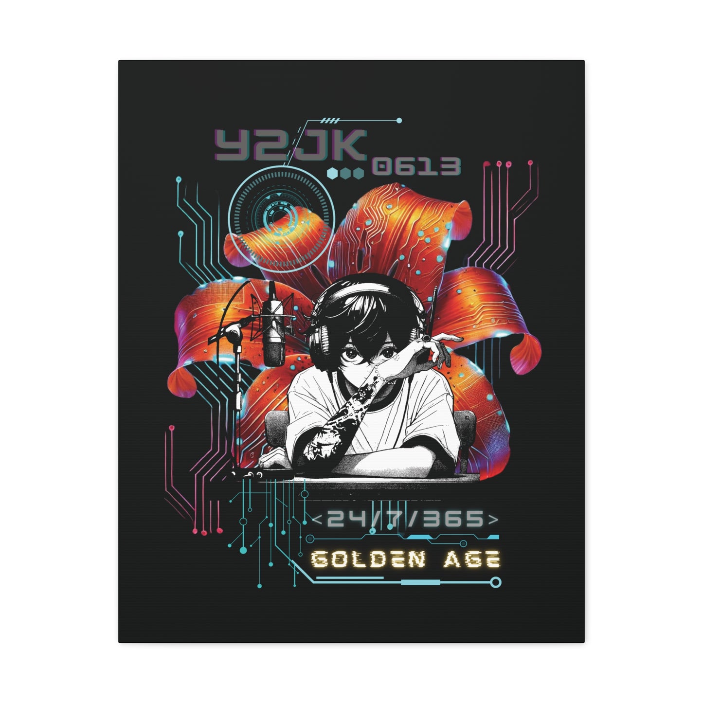 Jung Kook Canvas Wall Art - Fanmade BTS Retro Series - Y2K Gamer Aesthetic - Framed Wall Decor