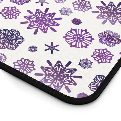 OT7 Desk Mat - Secret Snowflakes (White) - Fanmade BTS Desk Accessories