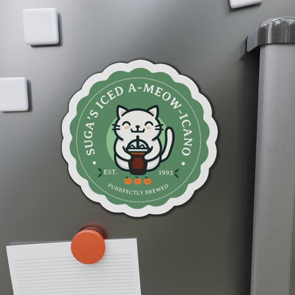 Yoongi Fridge Magnet - Cute Fanmade BTS Merch - SUGA's Iced A-meow-icano - Subtle ARMY Decor